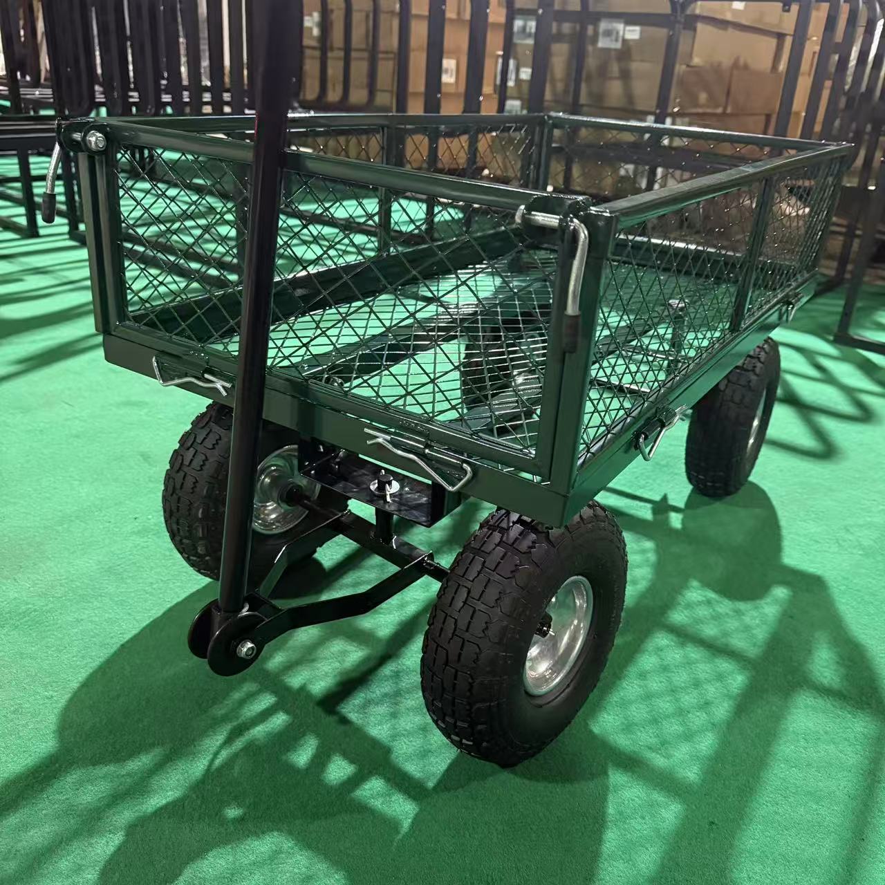 WÓZEK TRANSPORTOWY OGRODOWY 200 KG OTWIERANE BURTY DUŻE POMPOWANE KOŁA