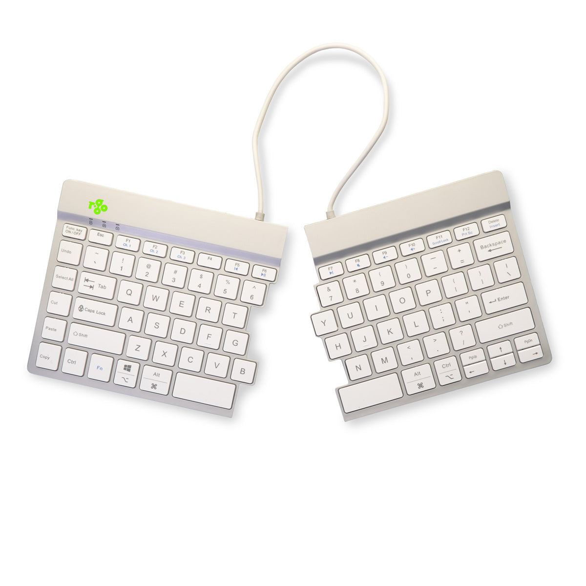 R-Go Tools R-Go Tools Clavier ergonomique R-Go Split Break avec logiciel de pause, clavier ergonomique divisé, QWERTY (US), bluetooth, blanc