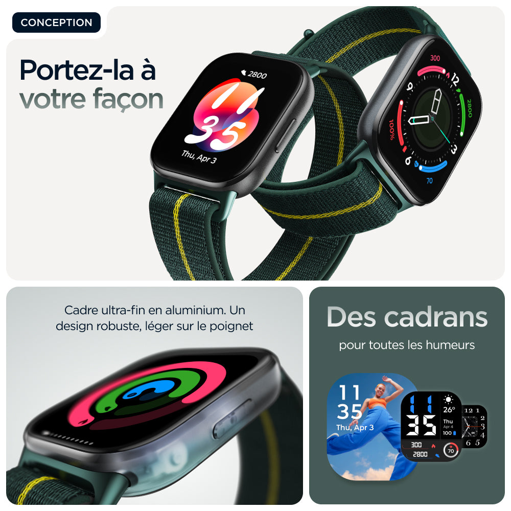 Motorola moto watch fit 4,83 cm (1.9") OLED 44.5 mm Numérique Écran tactile Vert, Gris GPS (satellite)