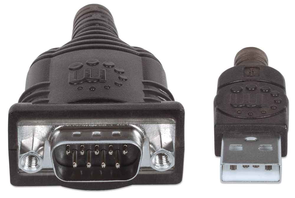 Manhattan 151849 Câble USB vers Série RS232/COM/DB9, Noir, 1,8 m