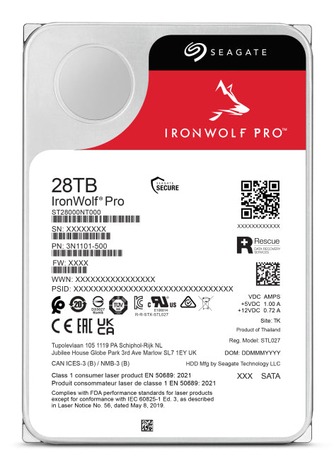 Seagate IronWolf Pro ST28000NT000 Disque Dur 28 To 7200 tr/min 512 Mo 3.5" SATA III