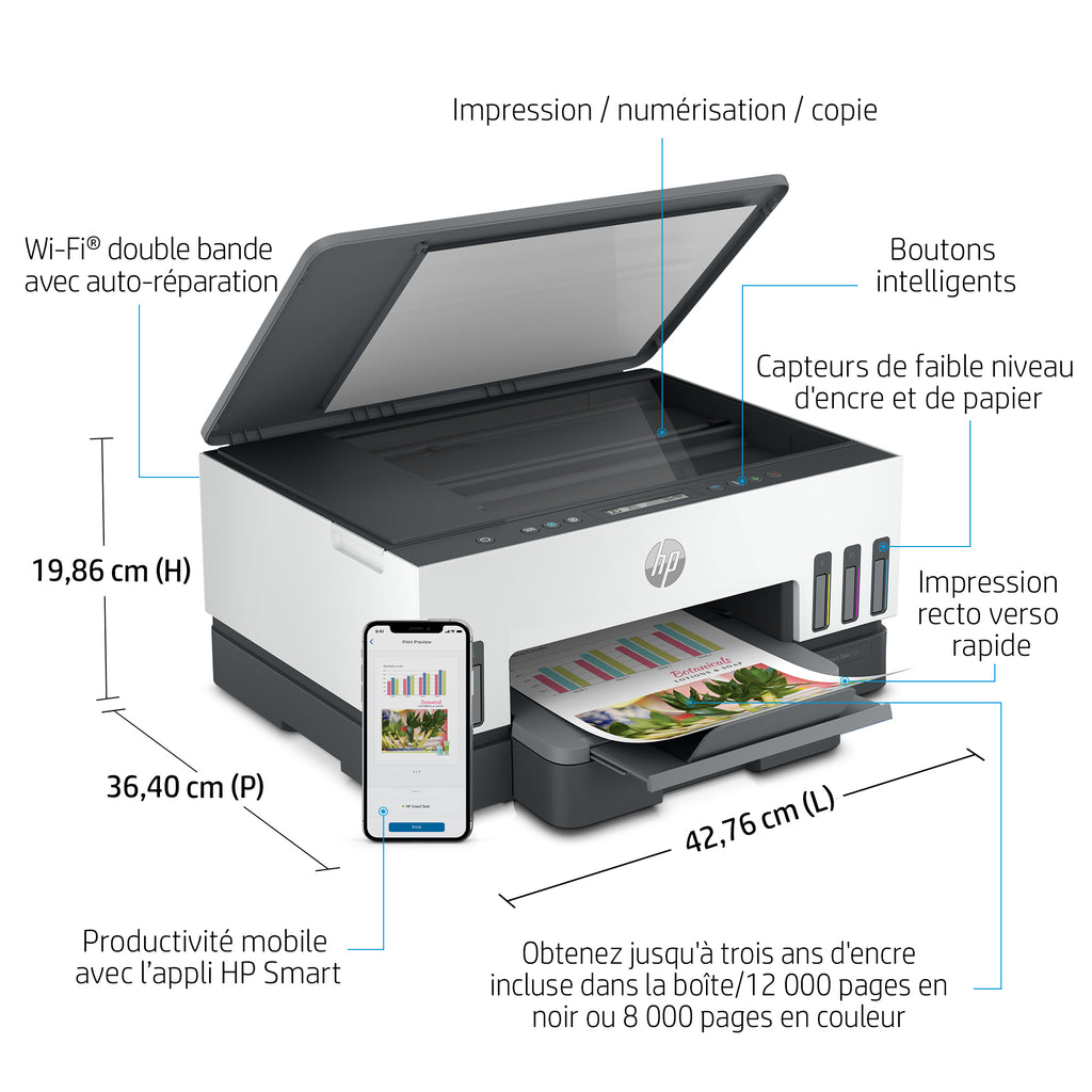 HP Smart Tank 7005 Sans fil All-in-One Couleur Imprimante, Impression recto-verso; copieur, scanner