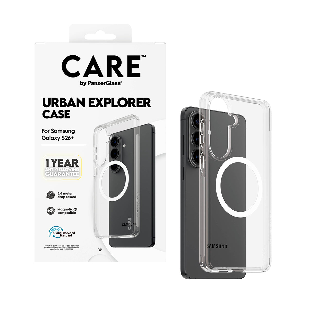PanzerGlass CARE Urban Explorer Coque Transparente avec Qi pour Samsung Galaxy S26+