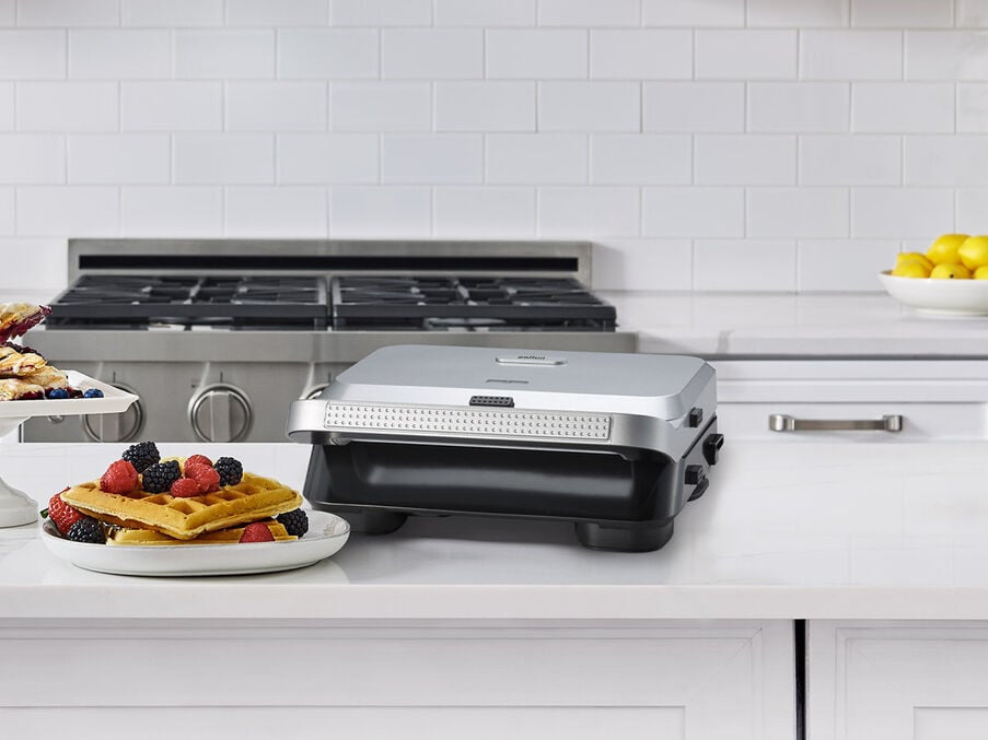 Braun SnackMaker 5 SM5005 Gaufrier et Appareil à Croque-Monsieur, 800 W, Argent