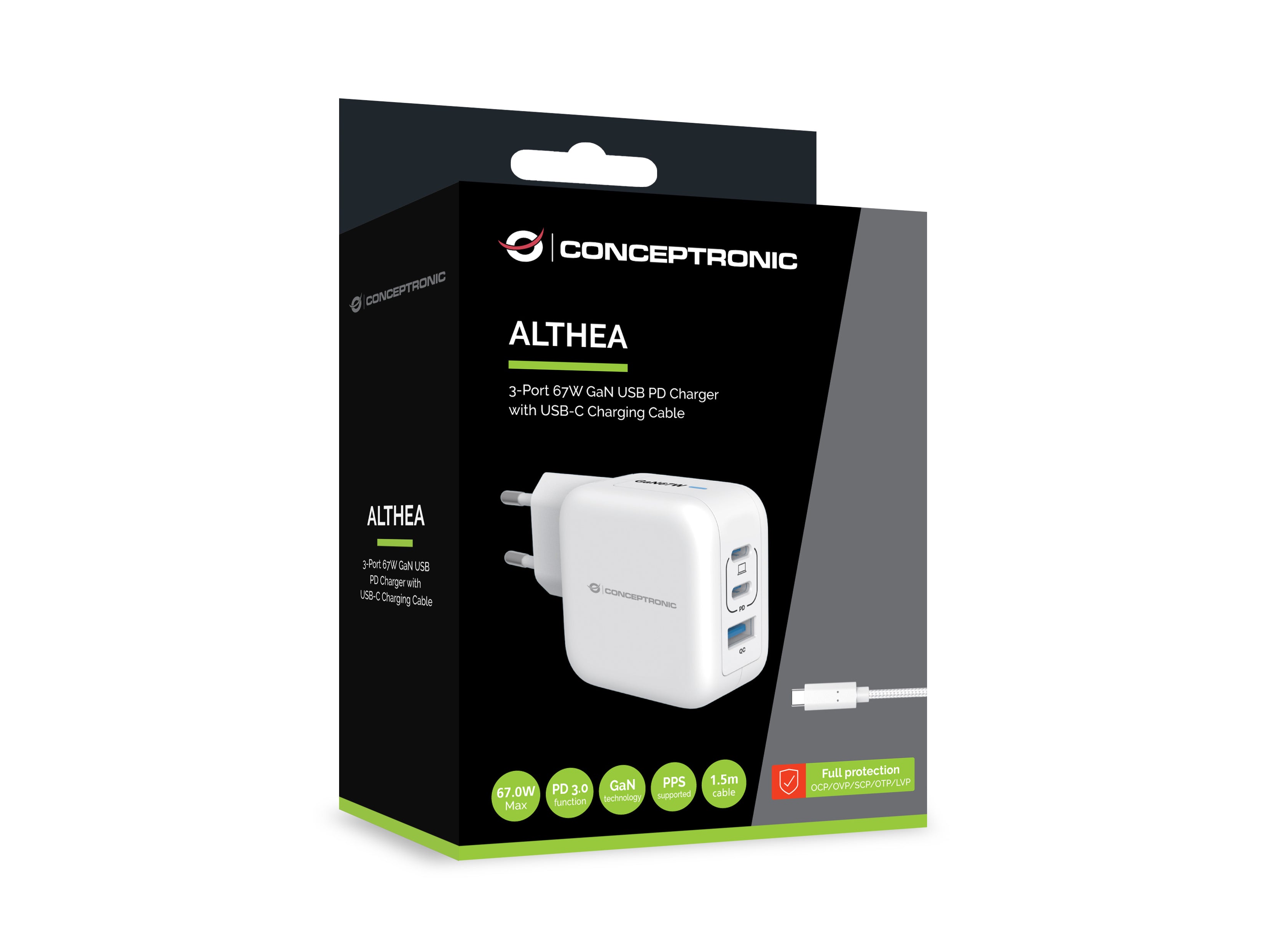 Conceptronic ALTHEA17W chargeur d'appareils mobiles Universel Blanc Secteur Charge rapide Intérieure