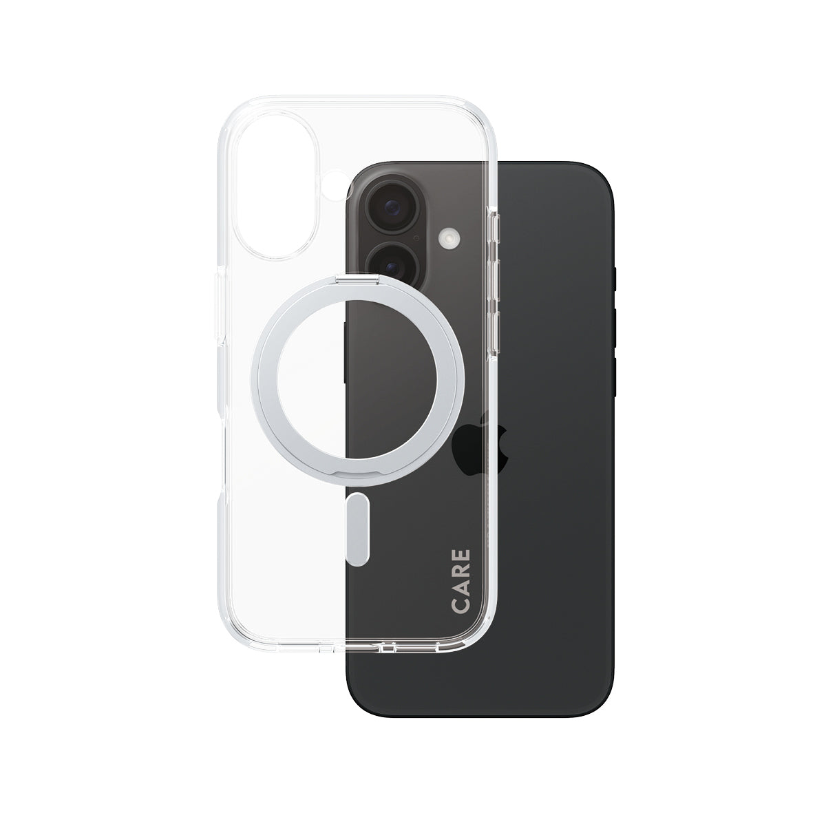 PanzerGlass CARE™ by ® Case Transparent w. Silver Kickstand & MagSafe iPhone 16 coque de protection pour téléphones portables Housse