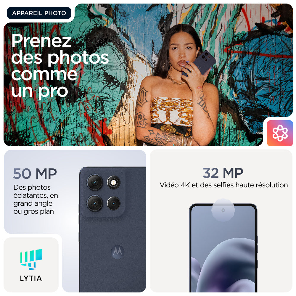 Motorola moto g86 5G 16,9 cm (6.67") Double SIM Android 15 USB Type-C 8 Go 256 Go 5200 mAh Bleu foncé