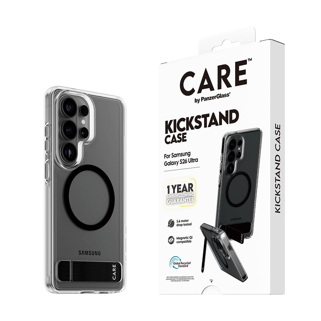 PanzerGlass CARE™ by ® Kickstand Case Transparent w. Qi Samsung Galaxy S26 Ultra coque de protection pour téléphones por