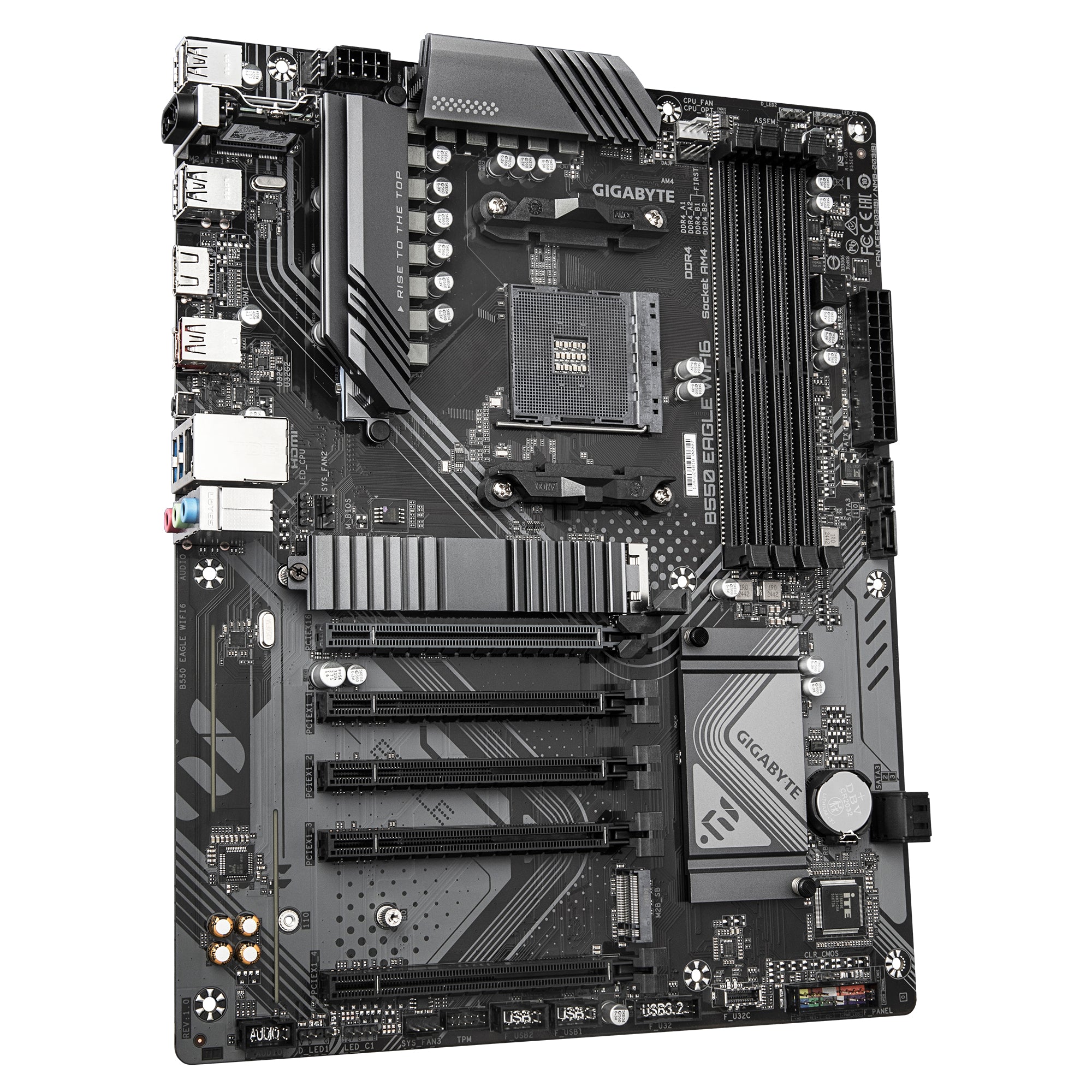 GIGABYTE B550 EAGLE WIFI6 Carte mère - Processeurs AMD Ryzen série 5000 G, VRM 10+3+1 phases, jusqu'à 3200 MHz DDR4, 1xPCIe 4.0 + 1xPCIe 3.0 M.2, LAN 1GbE, WIFI 6, USB 3.2 Gen 2