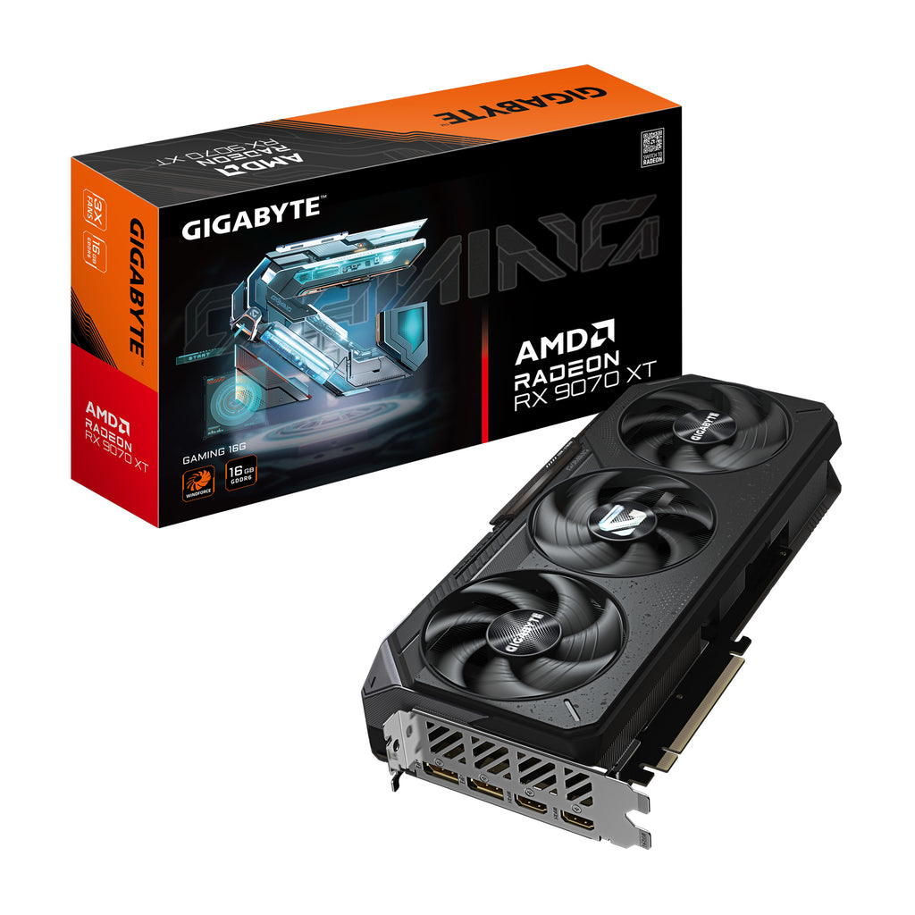 GIGABYTE Radeon RX 9070 XT GAMING 16G Carte graphique - 16 Go GDDR6, 256 bits, PCI-E 5.0, Fréquence du cœur 2970 MHz, 2 x DisplayPort 2.1a, 2 x HDMI 2.1b, GV-R9070XTGAMING-16GD