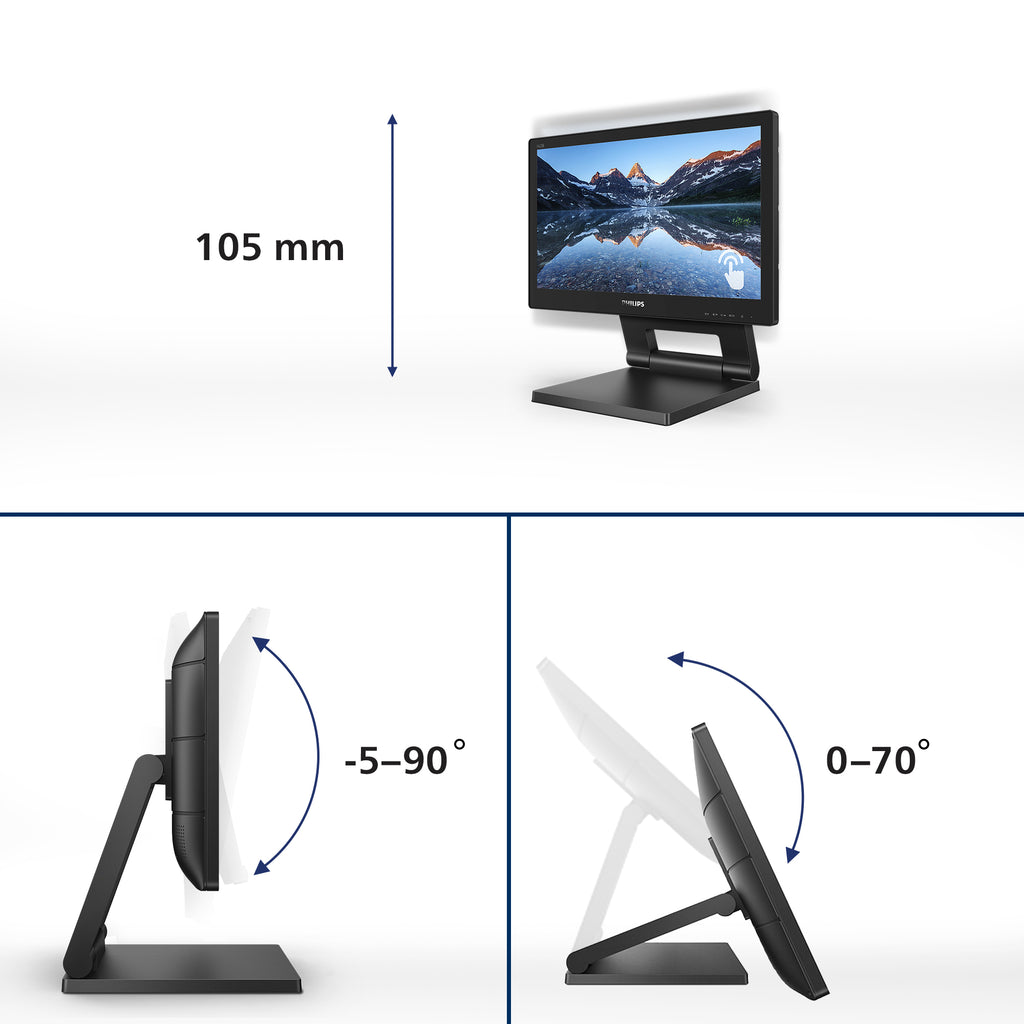 Philips 162B9T/00 écran plat de PC 39,6 cm (15.6") 1366 x 768 pixels HD LCD Écran tactile Noir
