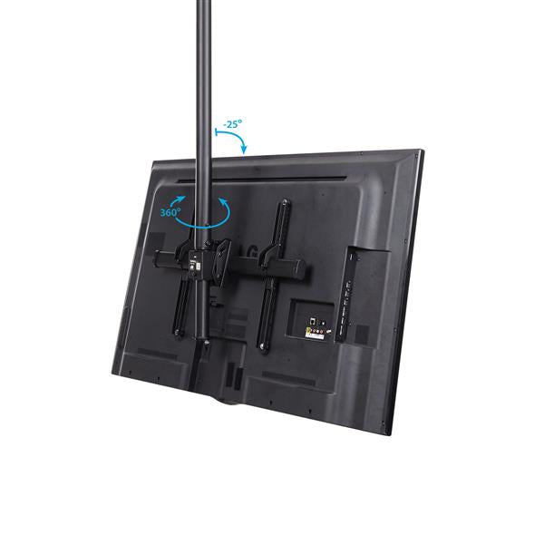 StarTech.com Support TV pour Plafond - Support Universel pour Écran Unique avec Mât Télescopique Réglable - Inclinable/P