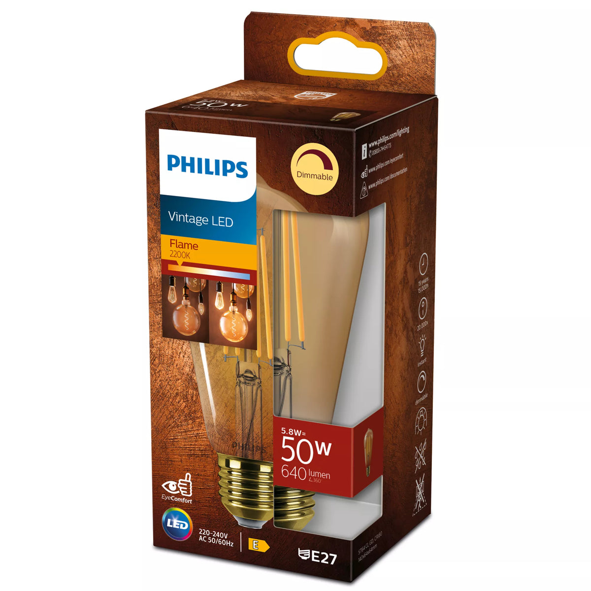 Philips Ampoule ambre à filament 50 W ST64 E27 - vue 2