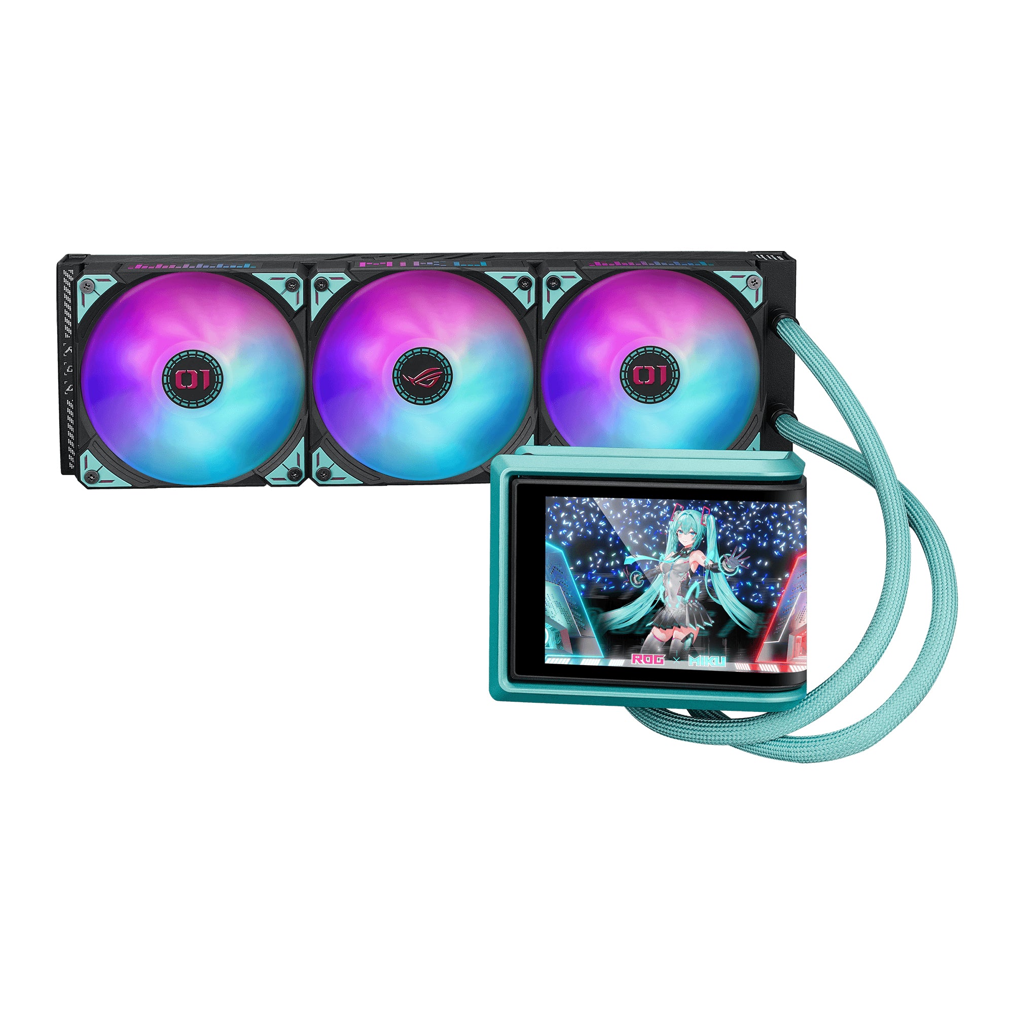 ASUS ROG RYUO IV 360 ARGB Hatsune Miku Edition Processeur Refroidisseur de liquide tout-en-un 12 cm Noir, Turquoise