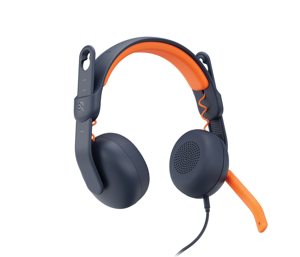 Logitech Zone Learn Casque Filaire Supra-Auriculaire pour Apprenants, USB-C, Noir et Orange