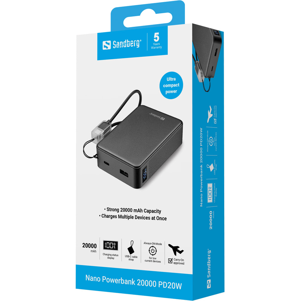 Sandberg 421-40 banque d'alimentation électrique Lithium-Ion (Li-Ion) 20000 mAh Noir