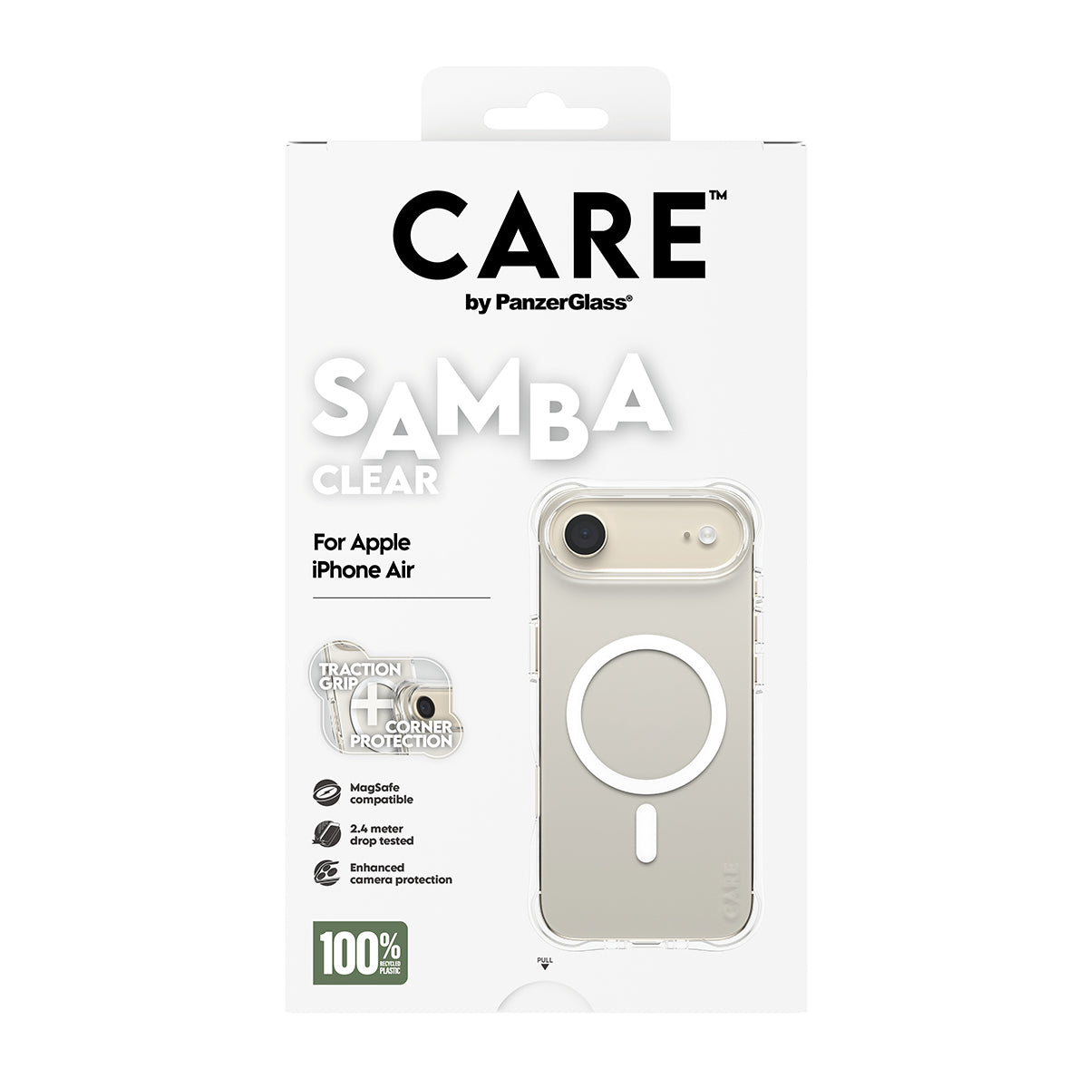 PanzerGlass CARE™ by ® Samba Case Transparent w. White MagSafe iPhone Air coque de protection pour téléphones portables Housse