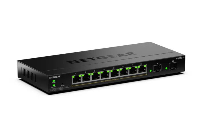 NETGEAR GS310TPv2 Géré L2/L3 Gigabit Ethernet (10/100/1000) Connexion Ethernet, supportant l'alimentation via ce port (PoE) Bureau Noir