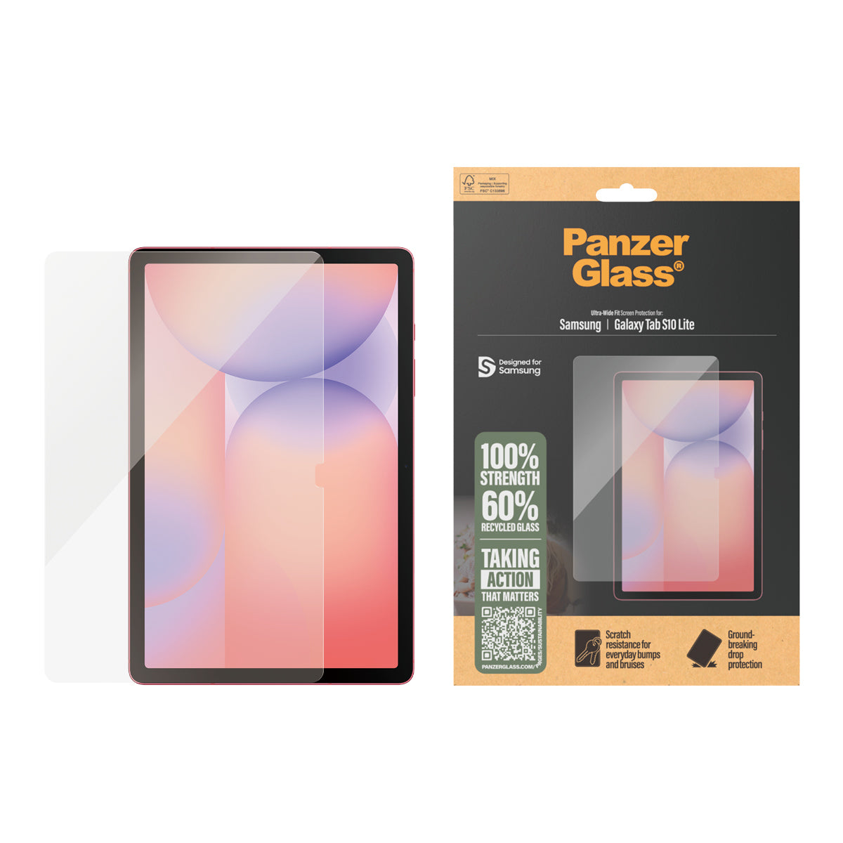 PanzerGlass Protection d'écran Ultra-Wide Fit pour Galaxy Tab S10 Lite, Verre Trempé Transparent