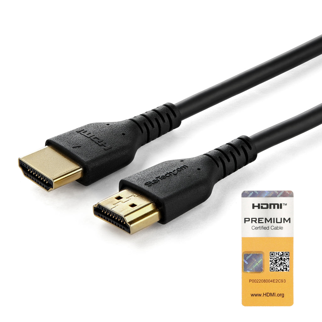 StarTech.com Câble HDMI 2.0 Fin 1m Certifié Premium, UHD 4K 60Hz HDR10, Fibre d'Aramide et Gaine TPE