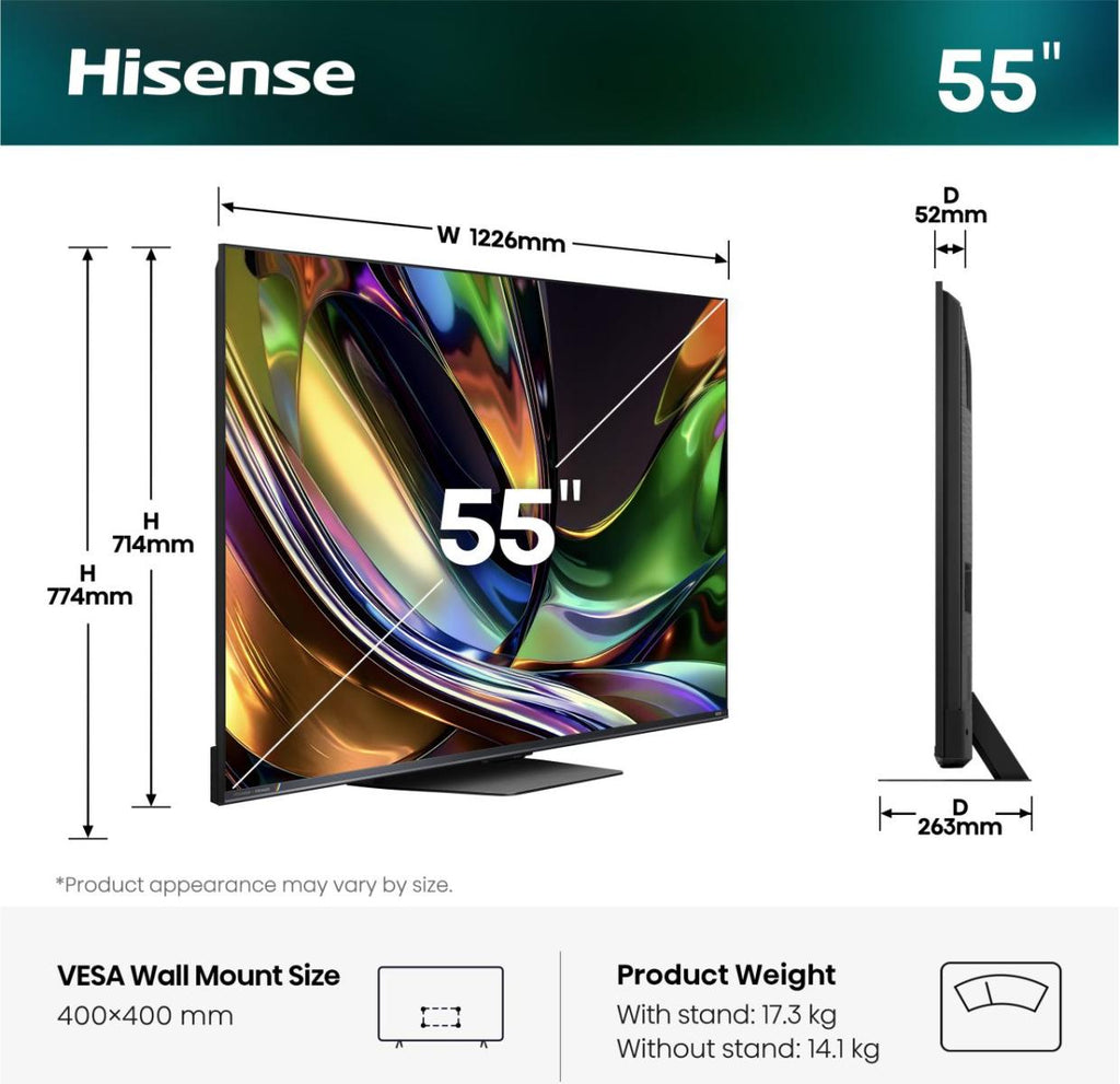 Hisense 55UR8DS 139,7 cm (55") 4K Ultra HD Smart TV Wifi Noir - vue 3