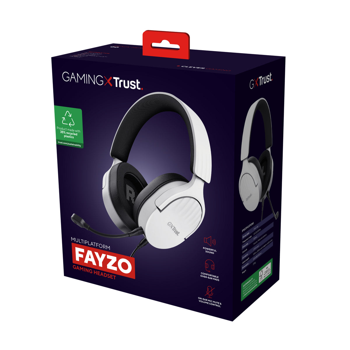 Trust GXT 489W FAYZO Casque Gaming Filaire avec Arceau, Noir et Blanc