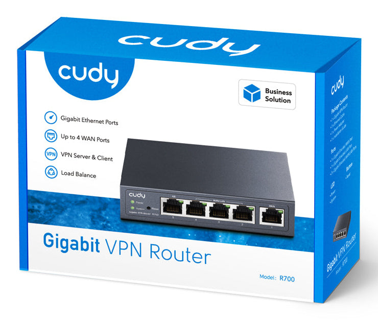 Cudy Gigabit Multi-WAN VPN Router Routeur connecté Fast Ethernet, Gigabit Ethernet Gris