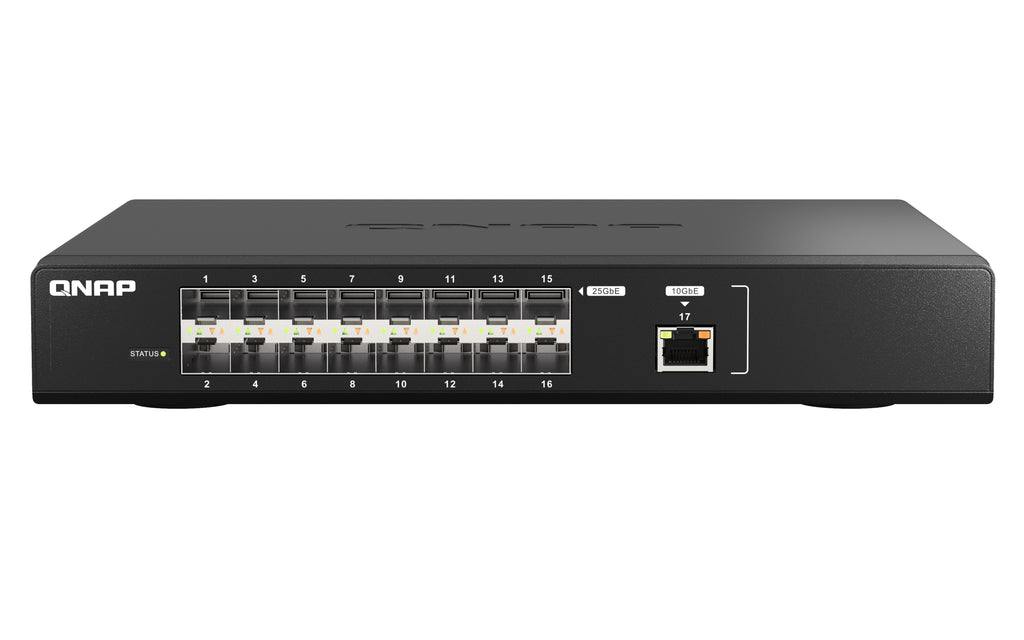 QNAP QSW-M5216-1T Commutateur Réseau Géré L2, 16 ports SFP28 25GbE et 1 port 10GbE NBASE-T, Noir