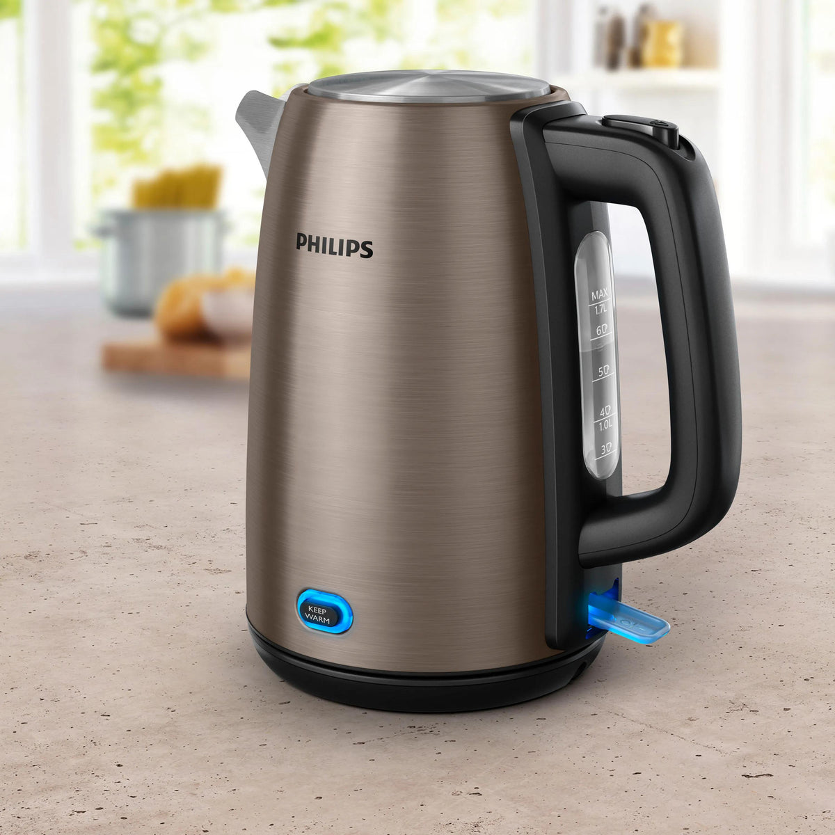 Philips Viva Collection HD9355/92 Bouilloire 1,7 L 1900 W, Noir et Cuivre