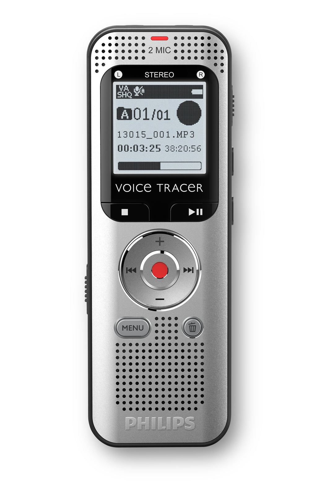 Philips Voice Tracer DVT2015 dictaphone Mémoire interne + carte mémoire Argent