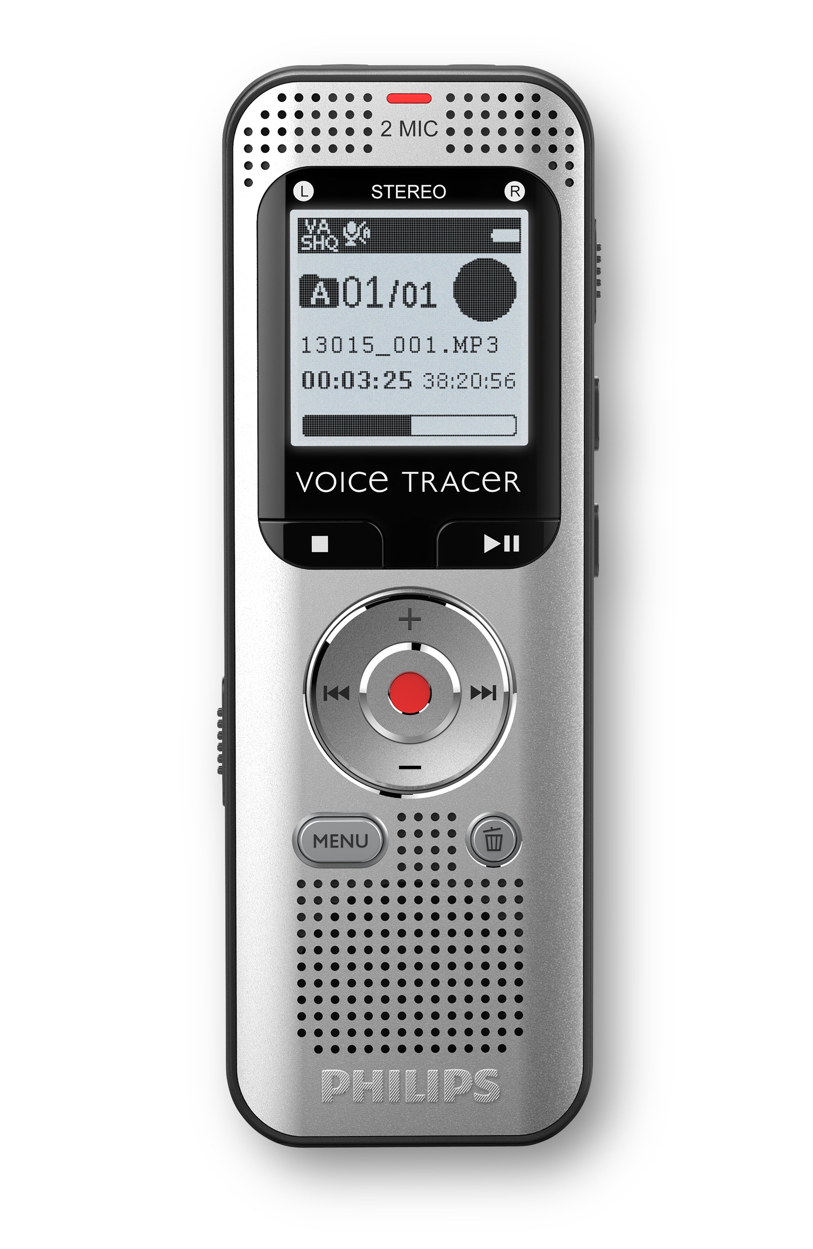 Philips Voice Tracer DVT2015 dictaphone Mémoire interne + carte mémoire Argent