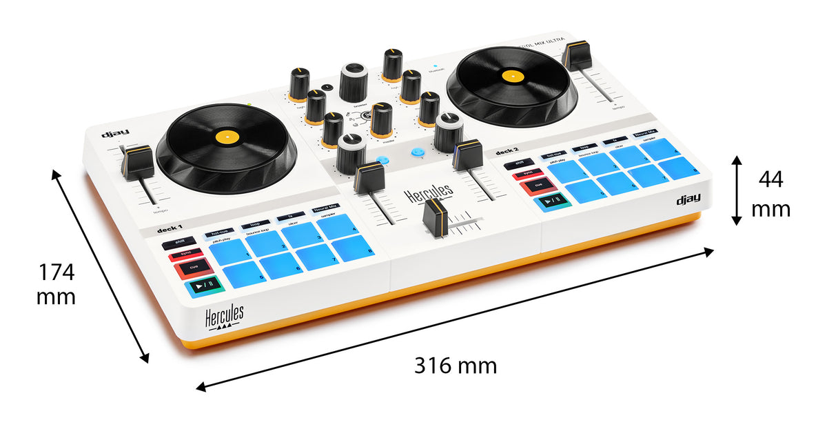 Hercules DJControl Mix Ultra Contrôleur DJ Mobile Sans Fil, Blanc