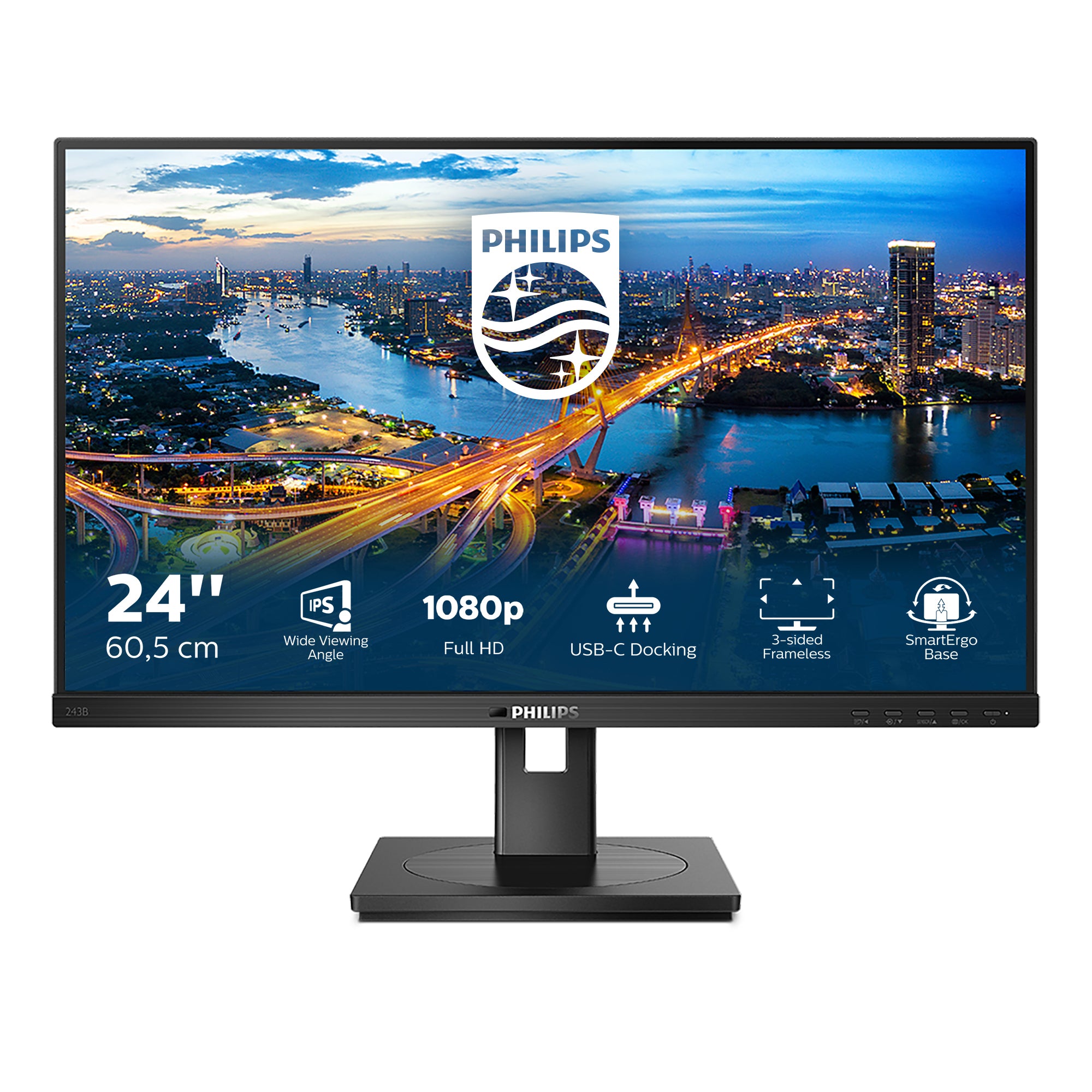Philips B Line 243B1/00 écran plat de PC 60,5 cm (23.8") 1920 x 1080 pixels Full HD LED Noir