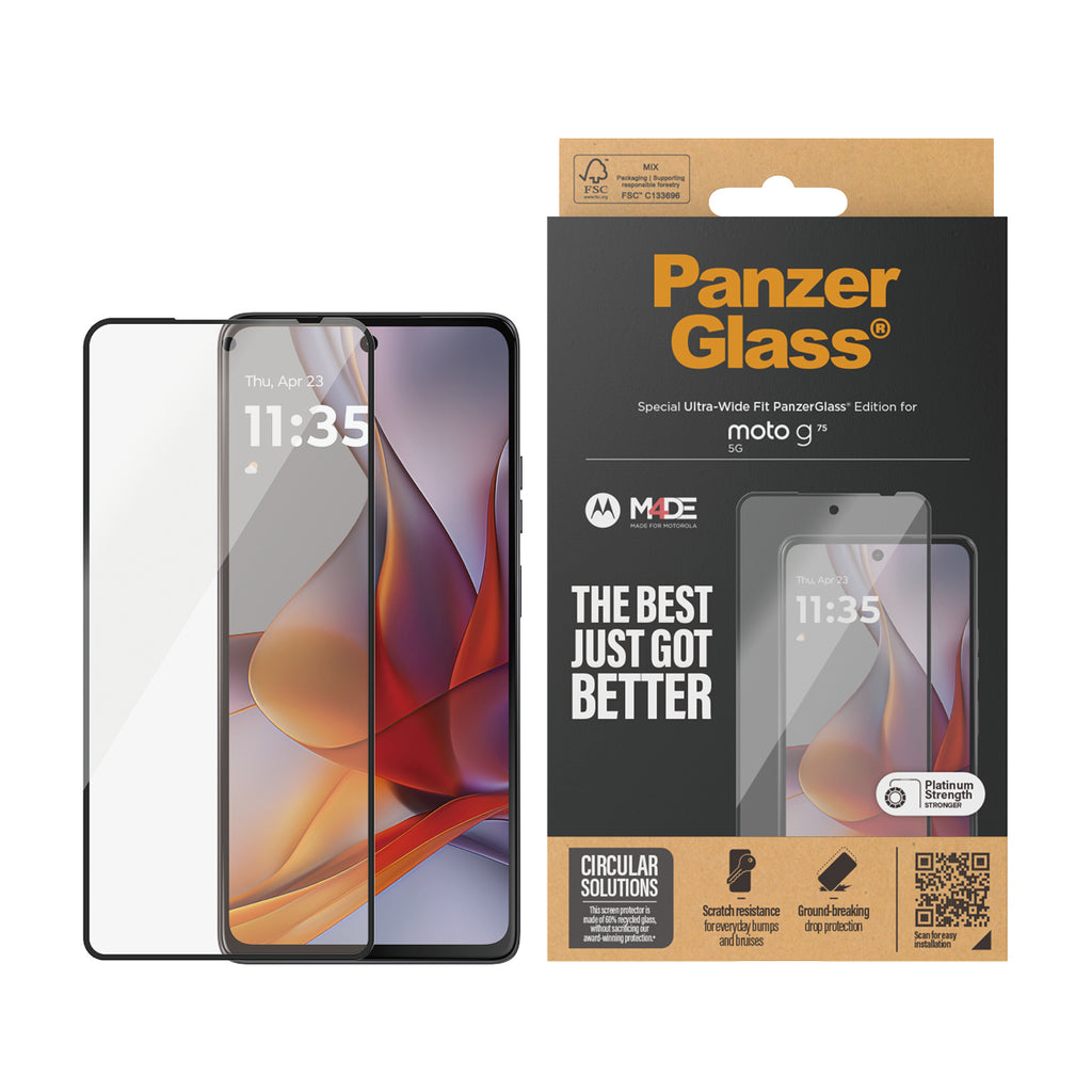 PanzerGlass ® Screen Protector Motorola moto g75 5G | Ultra-Wide Fit Protection d'écran transparent 1 pièce(s)