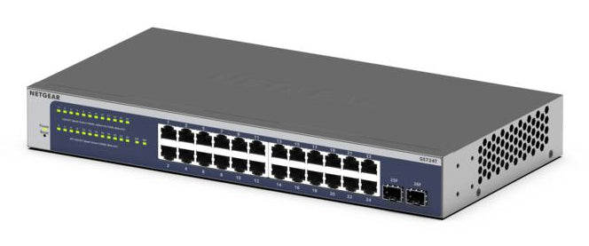 NETGEAR GS724T Géré L2+/L3 Gigabit Ethernet (10/100/1000) 1U Bleu, Gris - vue 2