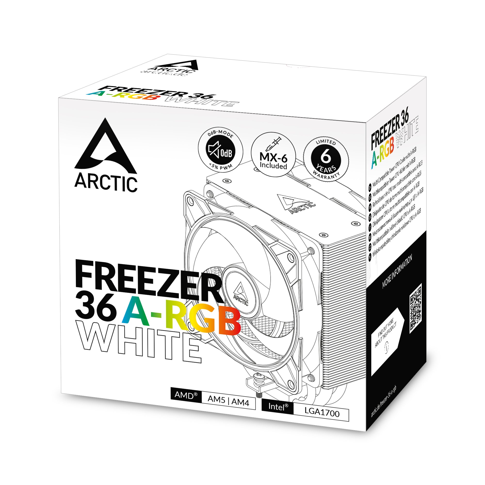 ARCTIC Freezer 36 A-RGB Processeur Refroidisseur d'air 12 cm Blanc 1 pièce(s)