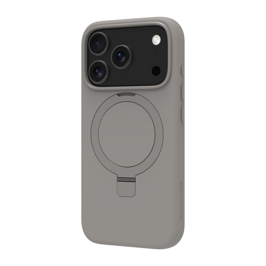 Coque de Protection Roskilde MS Kick ICON pour iPhone 17 Pro, Housse avec Support de Bureau, Gris