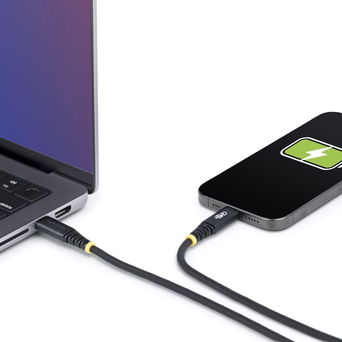 StarTech.com Câble de Charge USB-C de 2m, Durable et Ultra-Flexible, PD EPR 240W (5A), Câble de Recharge USB 2.0 pour Ordinateur Portable, Certifié USB-IF, Cordon de Recharge USB-C Robuste