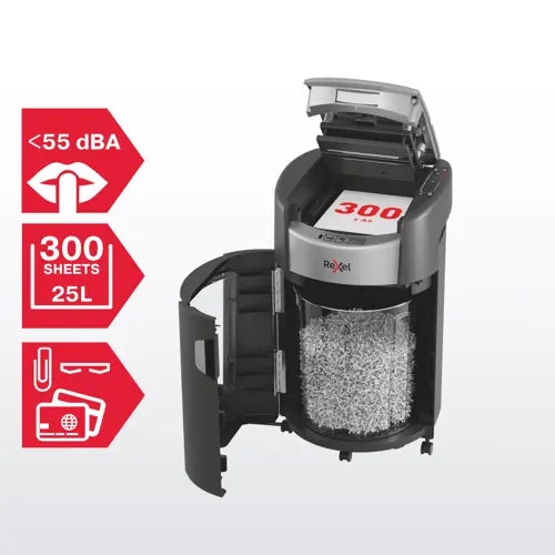 Rexel ShredMax AutoFeed+ 300M destructeur de papier Découpage par micro-broyage 55 dB 22,5 cm Noir - vue 4