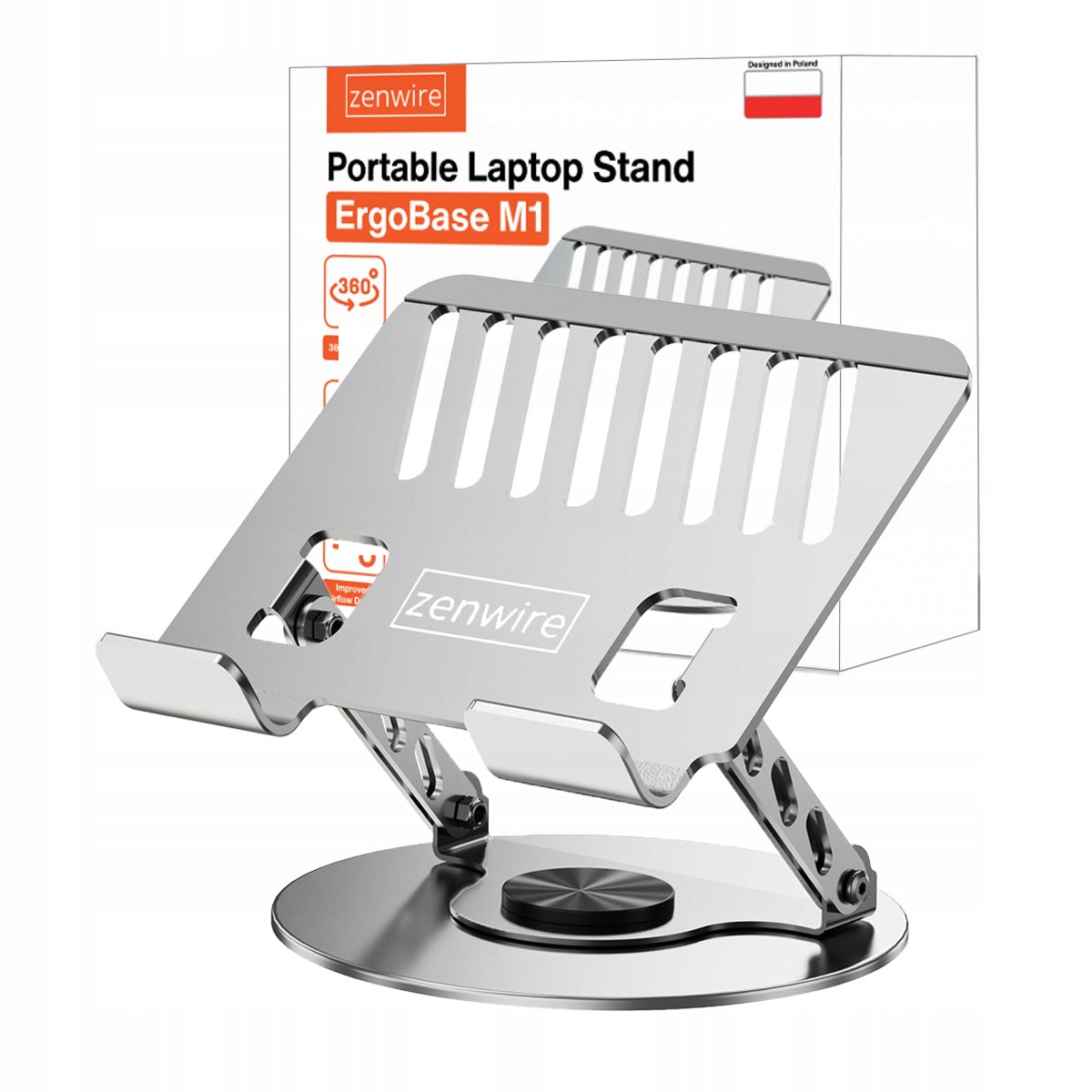 Support pour ordinateur portable et tablette, réglable, rafraîchissant et pivotant, 15-17 pouces, Zenwire ErgoBase M1