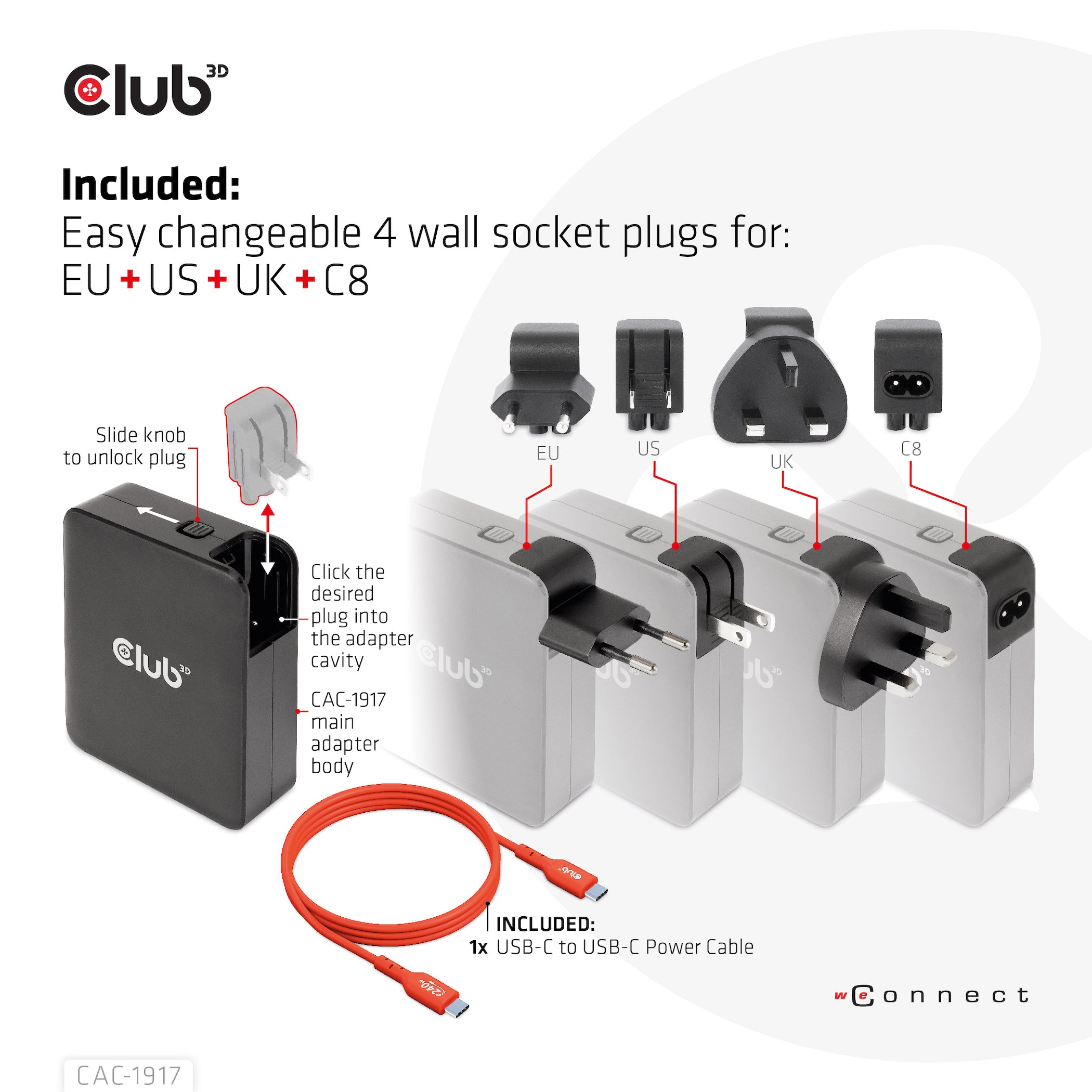 CLUB3D CAC-1917 chargeur d'appareils mobiles Universel Noir Secteur Charge rapide Intérieure