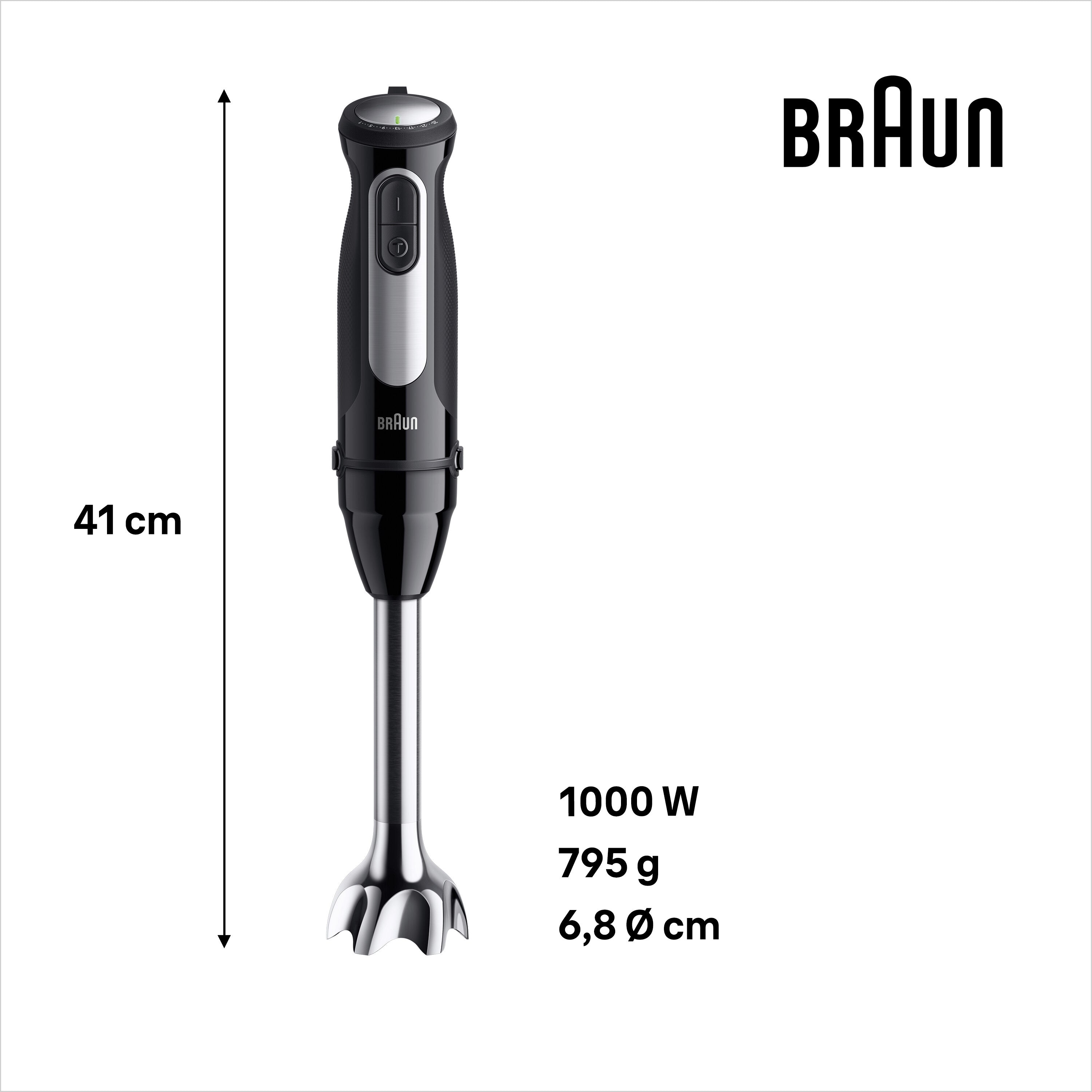 Braun MultiQuick 5 MQ55.254MBK 0,5 L Mélangeur par immersion 1000 W Noir, Acier inoxydable