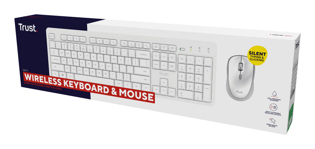 Trust Ody II clavier Souris incluse maison/bureau RF sans fil QWERTY Anglais américain Blanc