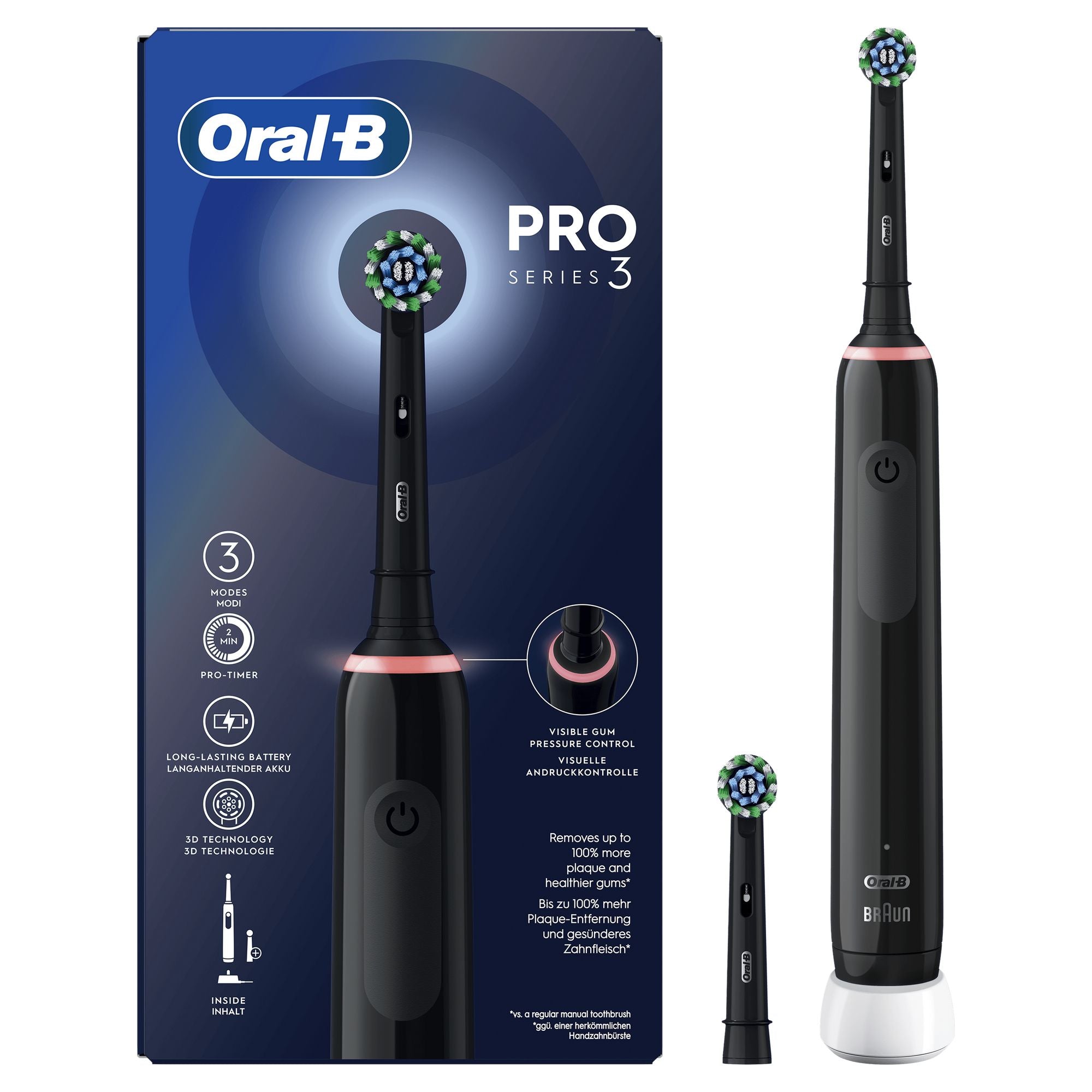 Oral-B Pro 3 Pro3 3000 Adulte Brosse à dents rotative oscillante Noir