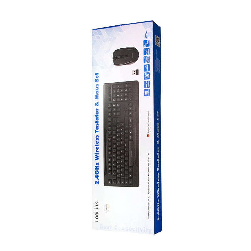 LogiLink ID0194 Ensemble Clavier et Souris Sans Fil RF, Noir