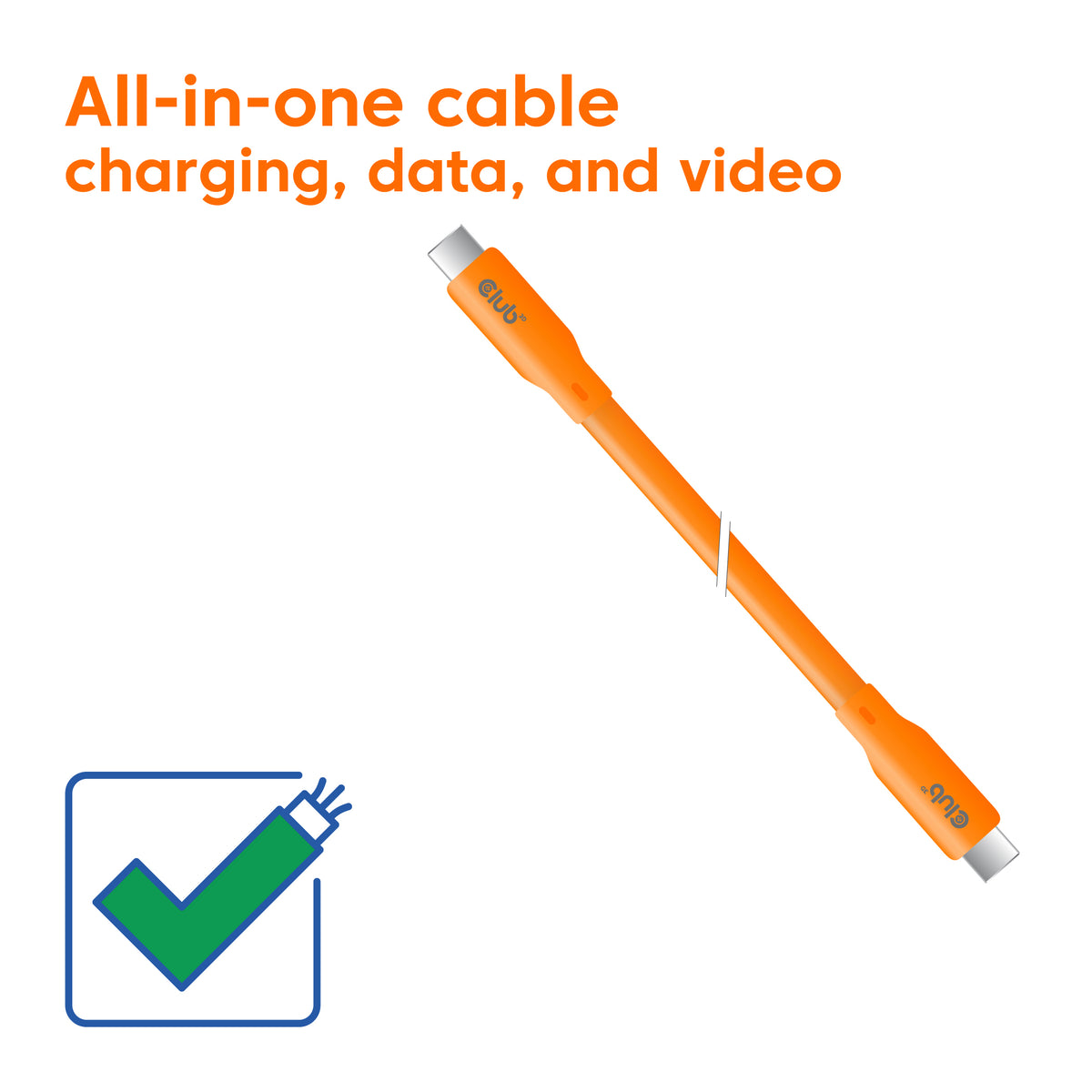 CLUB3D Câble USB4 Gen 2x2 USB-C vers USB-C, 20 Gbit/s, 240W, 2m, Orange