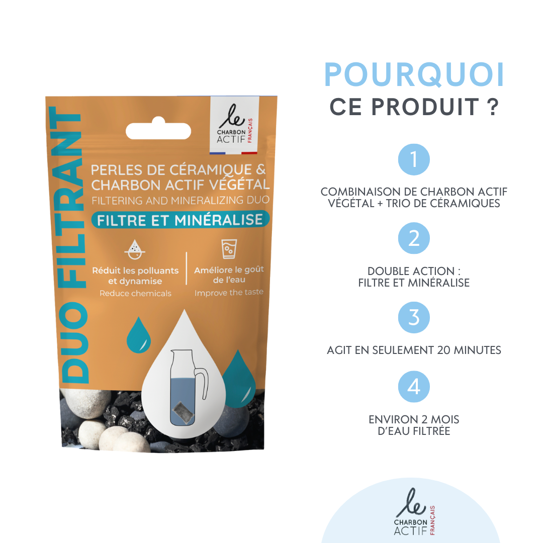Duo filtrant et minéralisant : charbon + céramique