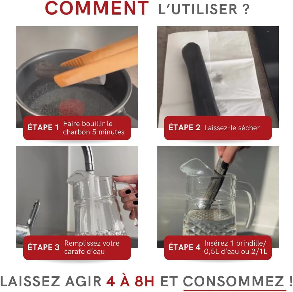 Charbon végétal français filtre à eau vrac 50g