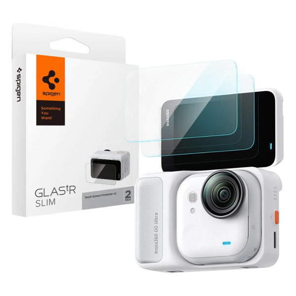 Spigen Tempered Glass Screen Protector GlastR Slim for Insta360 Go Ultra, 2-Pack AGL11171