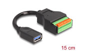 Delock USB 3.2 Gen 1 Kabel Typ-A Buchse zu Terminalblock Adapter mit Drucktaster 15 cm